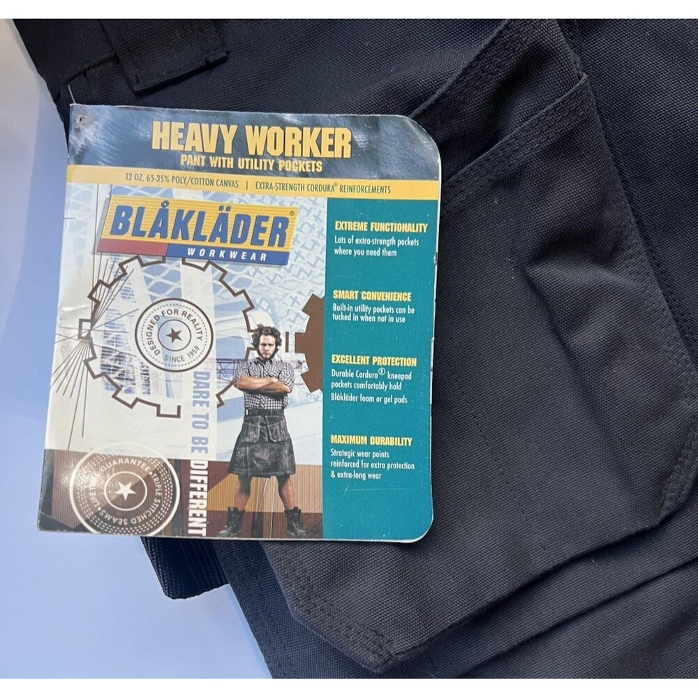 Blaklader 1680 Heavy Worker Pants Size 40X30 Cordura Canvas Work Utility Black